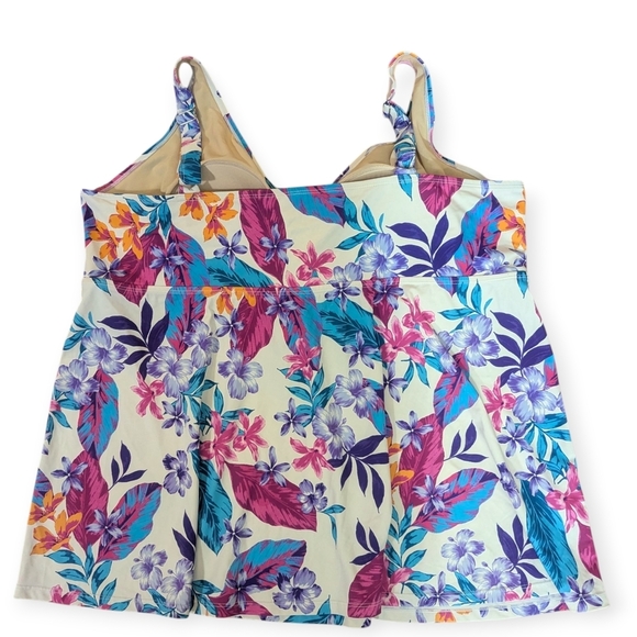 Swimsuits For All Floral V Neck Tankini Top Set Size 28 - Picture 5 of 12